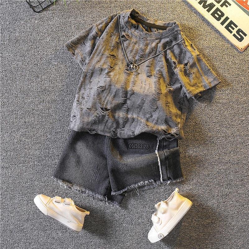 Hot Selling Summer Children Outfits T-shirt and Shorts 2pcs Casual Clothes Sets for Teenagers Boys