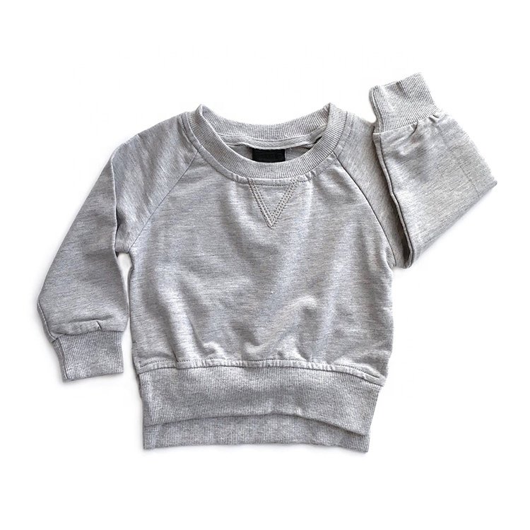 100% Cotton Plain Crewneck Pullover For Kids Full Sleeve Boys Clothing Sets Kids Hoodie