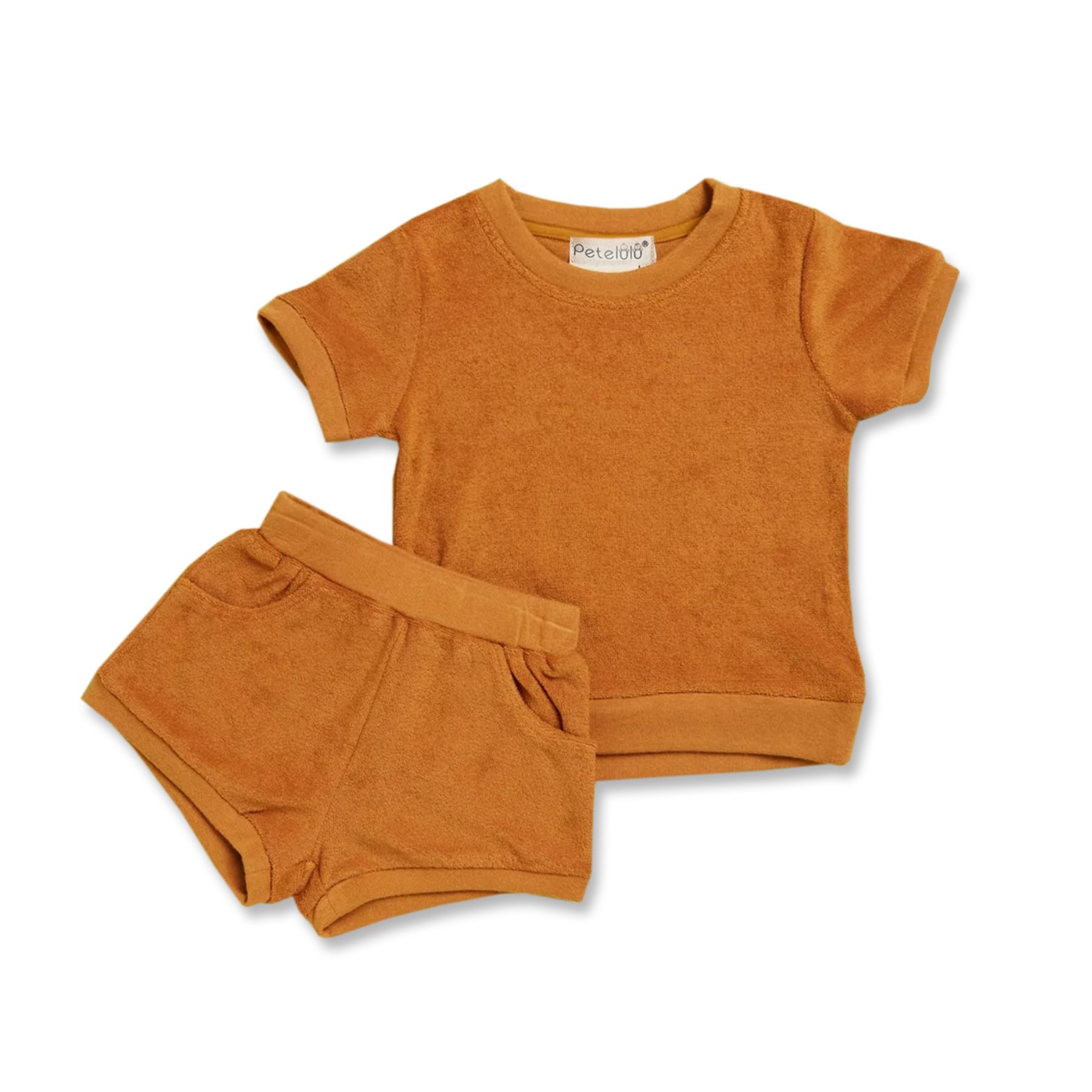 OEM toddler terry cloth top and shorts towelling t shirt and shorts towelling boys clothing set two pieces Kids Set