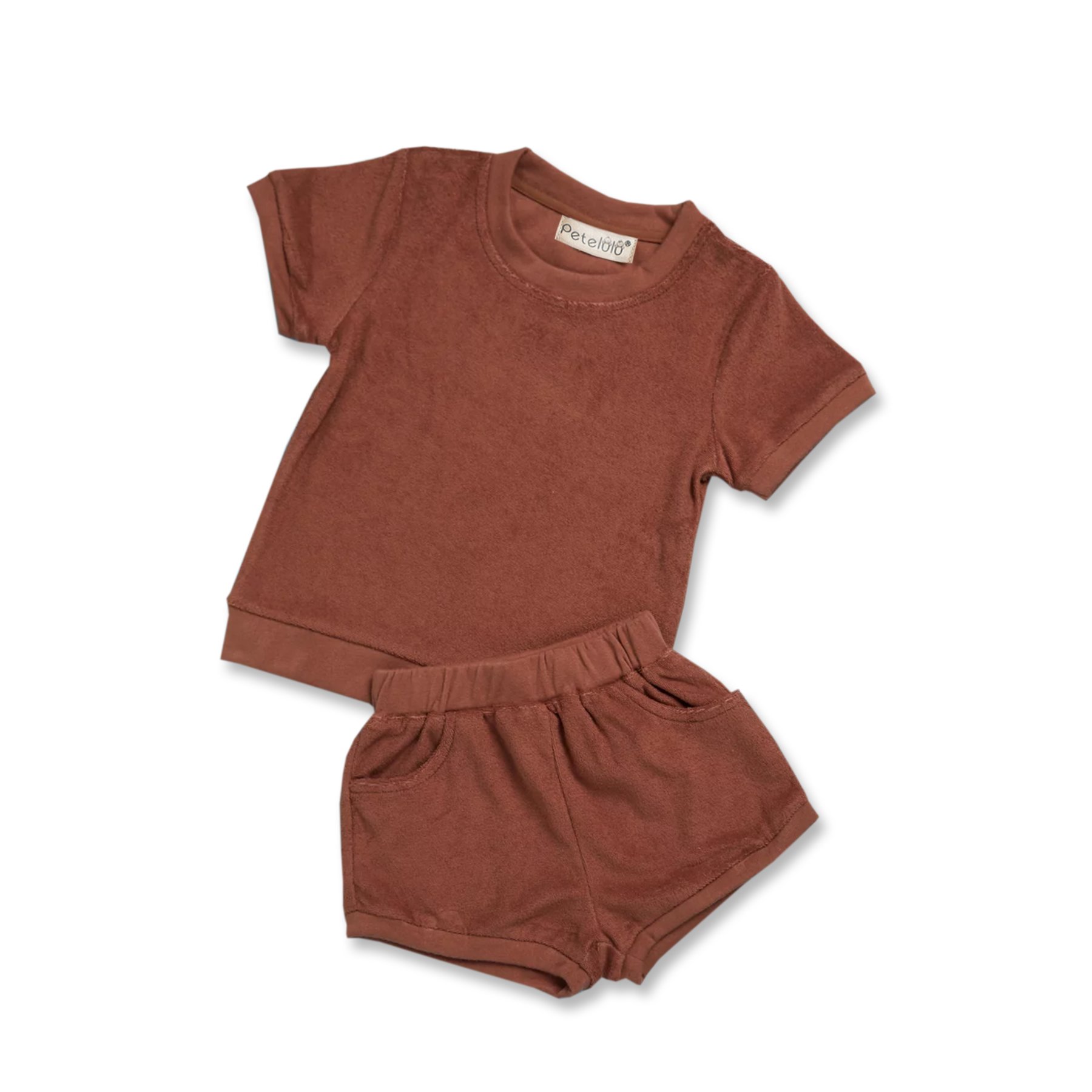 OEM toddler terry cloth top and shorts towelling t shirt and shorts towelling boys clothing set two pieces Kids Set