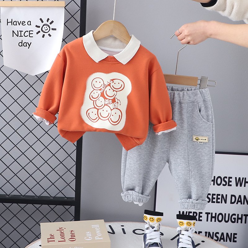 Wholesale 2024 Spring Autumn Boys Suit New Children's Clothing Casual Long Sleeve Vests and Two-Piece Set for Baby