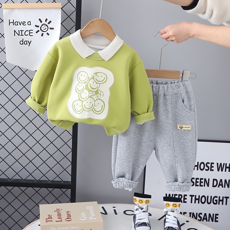 Wholesale 2024 Spring Autumn Boys Suit New Children's Clothing Casual Long Sleeve Vests and Two-Piece Set for Baby