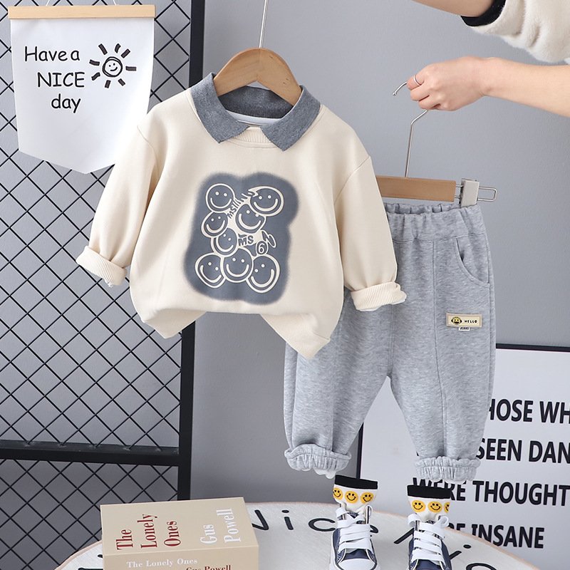 Wholesale 2024 Spring Autumn Boys Suit New Children's Clothing Casual Long Sleeve Vests and Two-Piece Set for Baby