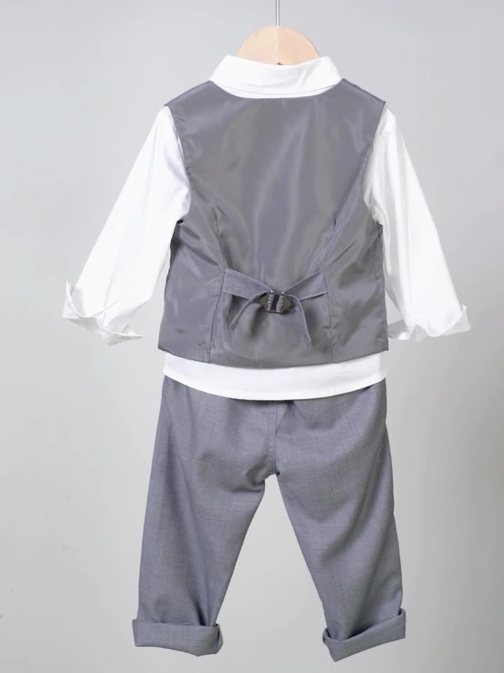 Baby Boys Wedding Clothes sets Kids Ring Bearer Outfit Formal Suit Toddler Clothes Cotton Waistcoat Gentleman Long Sleeve Pants