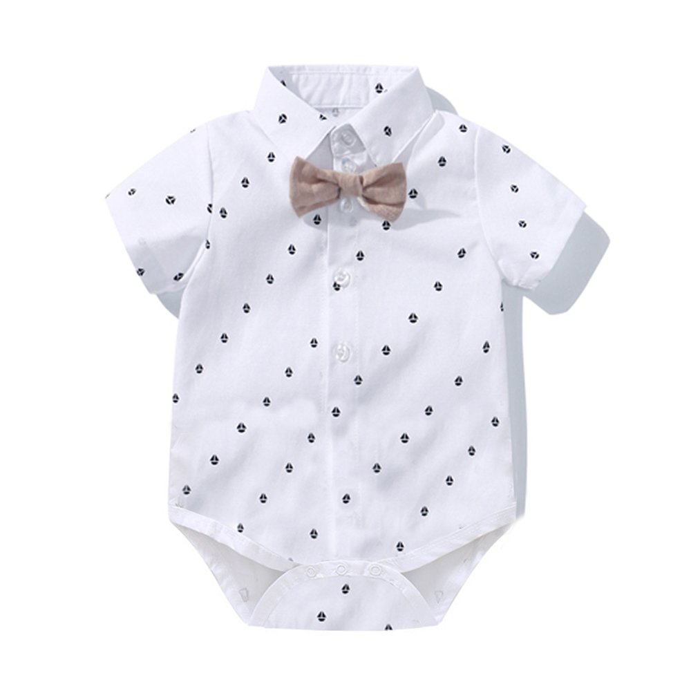 Fashion Baby Boy Sets 3-Piece Kids Clothes Children Boys Gentleman Boys' Clothes Suit Romper+Shorts+Hat Baby Baptism Outfit