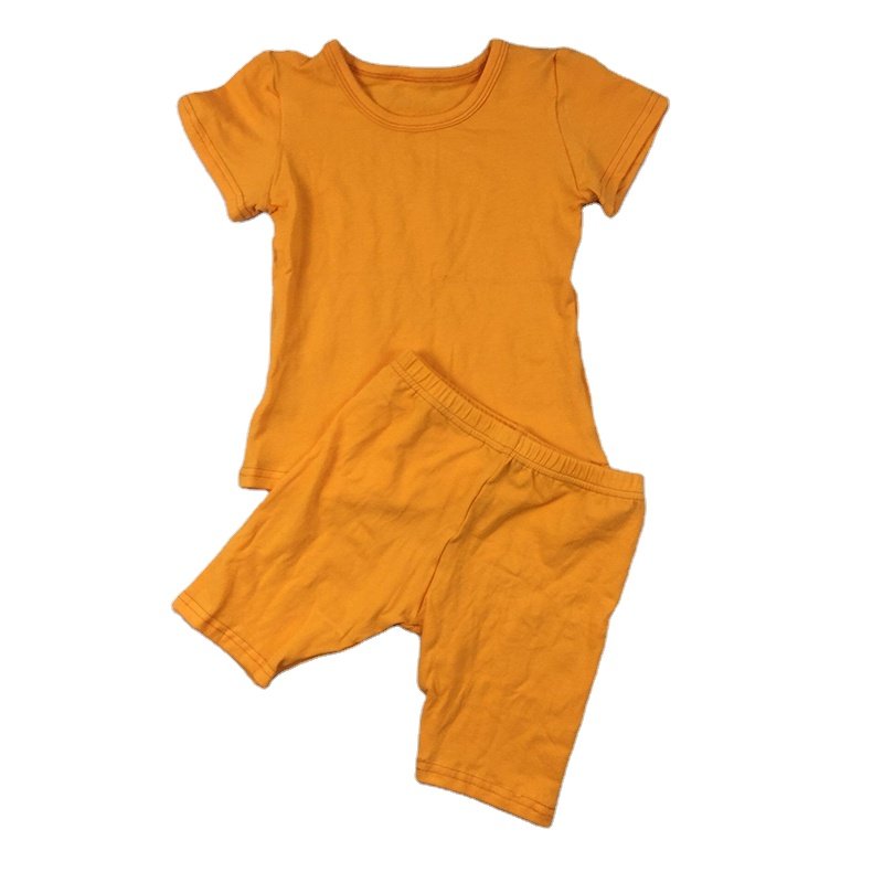Summer Wholesale 40 Colors Kids Clothing Sets Little Girls Boys T-shirts Short Solid Cotton Baby Outfit Boutique Newest Set
