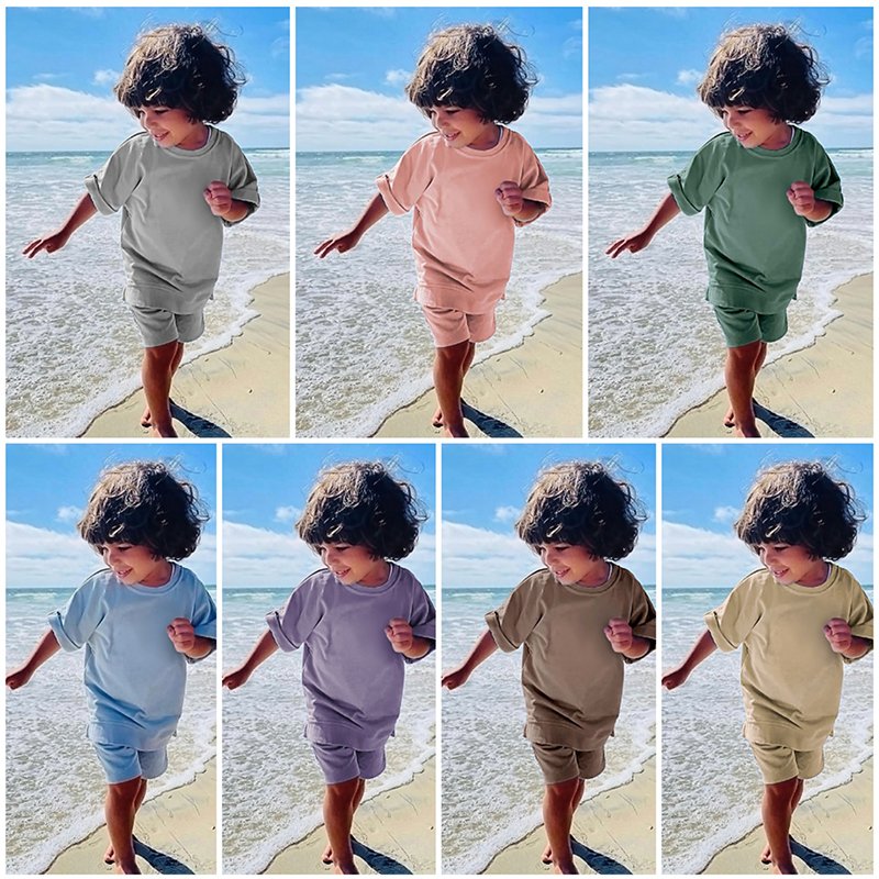 custom kids tales toddler summer fashion clothing set children boys girls bulk wholesale blank kids clothes sets supplier