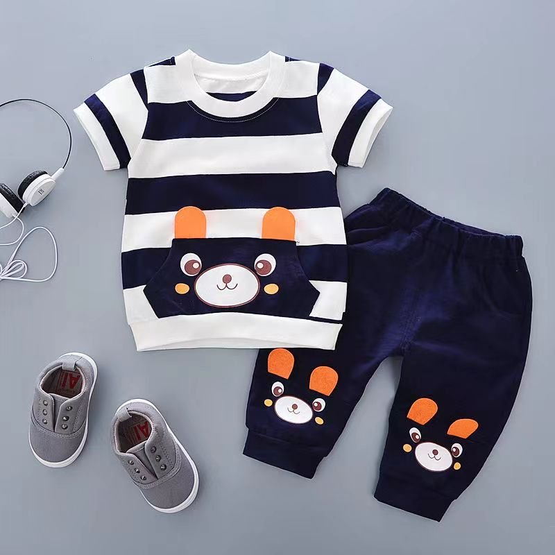 Wholesale 2pieces multi-choice cheap price kid boy children clothes baby boy summer clothing sets