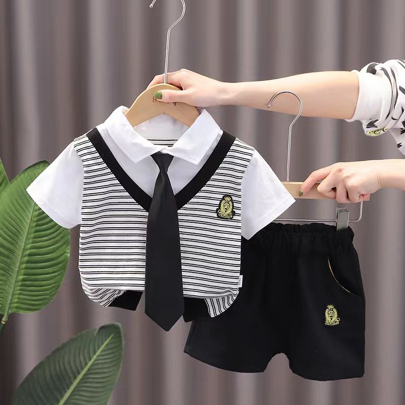 Wholesale 2pieces multi-choice cheap price kid boy children clothes baby boy summer clothing sets