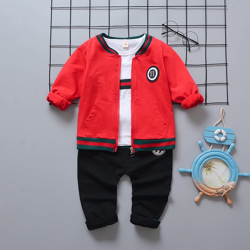 3 Piece Clothing Set for Boys Girls Spring Autumn Cartoon Printing Hooded Coat Long Sleeve T shirt Pant Sportswear Kids Clothes