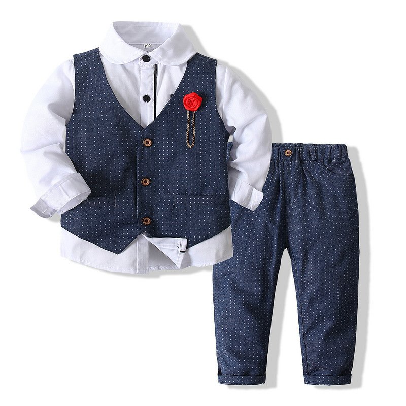 Boys Suits&Blazers 2 6 Years Baby Boy Clothes Waistcoat Formal Wear Long Sleeve Bow Tie Shirt and Pants Set Kids Clothing Boy