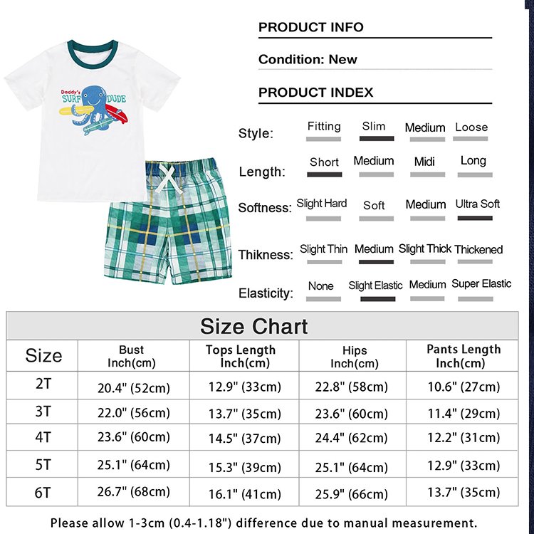 Boy clothing sets boys high-quality summer letter plaid pocket T shirt shorts kids clothing baby boy clothing sets