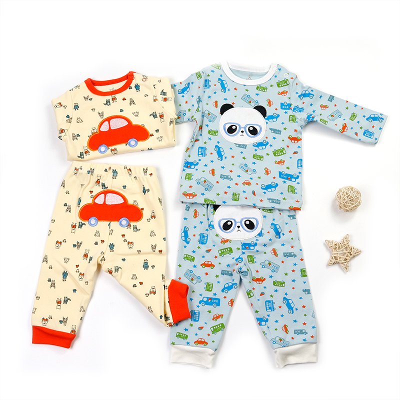 Wholesale Baby Pajamas Sets Newborn Toddler Cute Cotton Custom Print Pajama Long Sleeve BabySleepwear and Pant Set