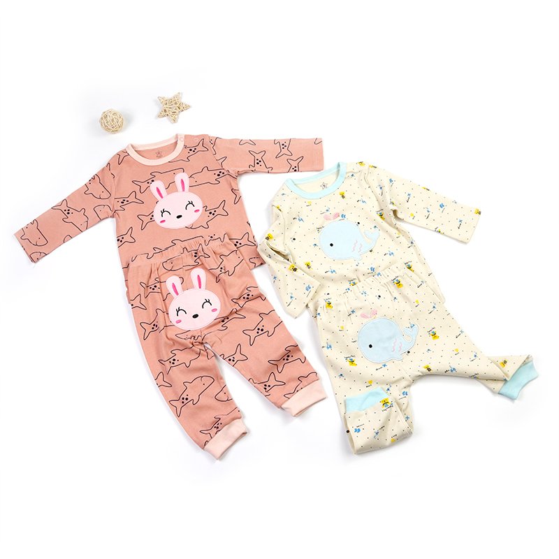 Wholesale Baby Pajamas Sets Newborn Toddler Cute Cotton Custom Print Pajama Long Sleeve BabySleepwear and Pant Set