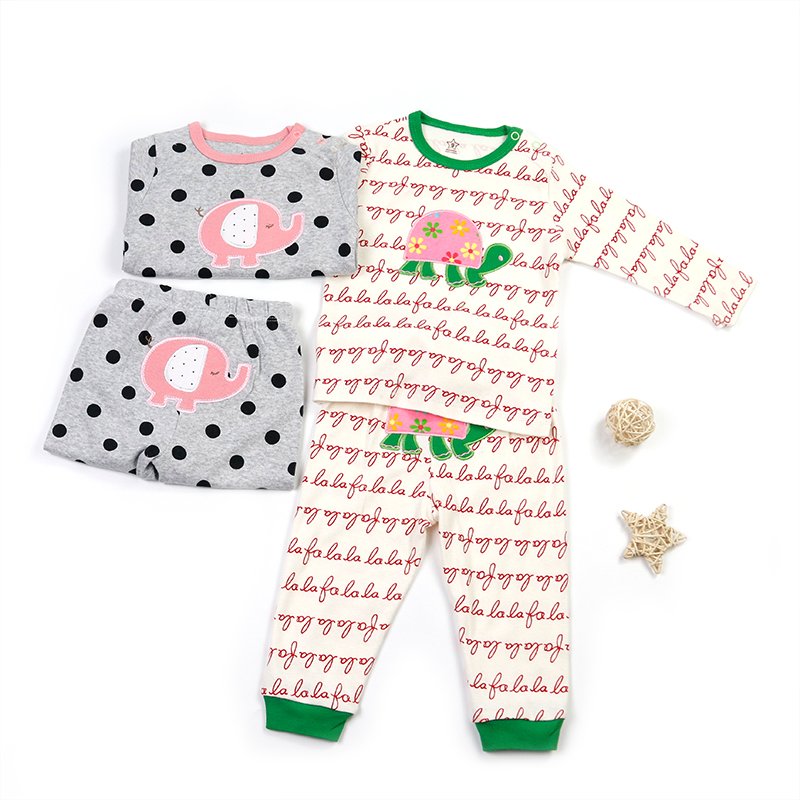 Wholesale Baby Pajamas Sets Newborn Toddler Cute Cotton Custom Print Pajama Long Sleeve BabySleepwear and Pant Set