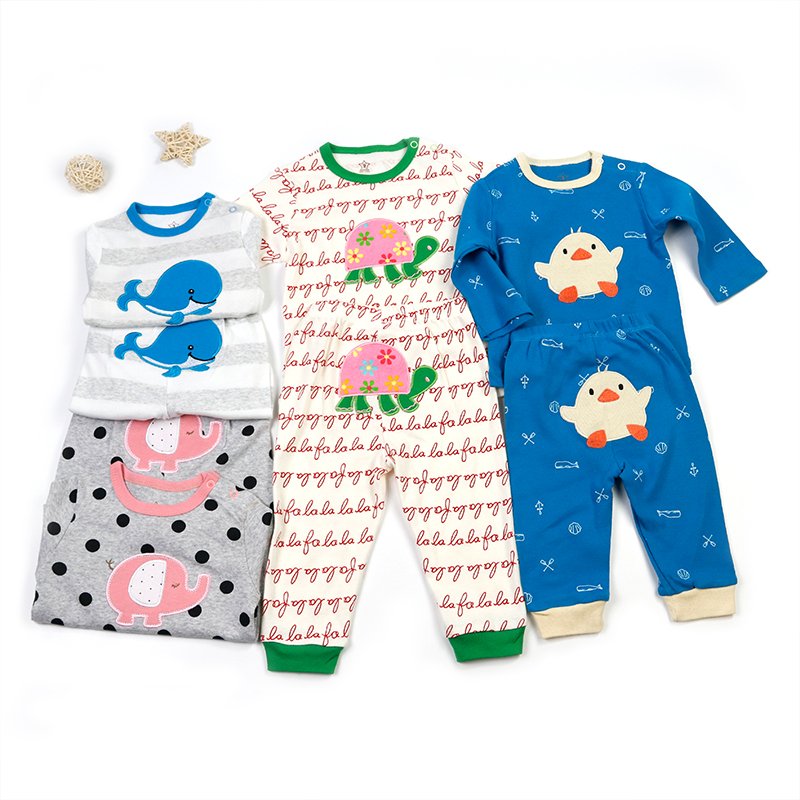Wholesale Baby Pajamas Sets Newborn Toddler Cute Cotton Custom Print Pajama Long Sleeve BabySleepwear and Pant Set