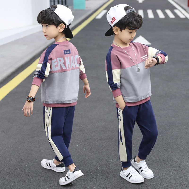 Wholesales Children's Handsome 2023 Spring and Autumn Medium and Children Sweater Two-Piece Set Boys Autumn Clothing Sets