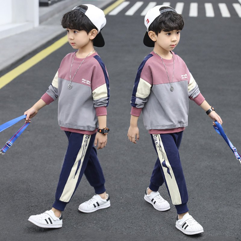 Wholesales Children's Handsome 2023 Spring and Autumn Medium and Children Sweater Two-Piece Set Boys Autumn Clothing Sets