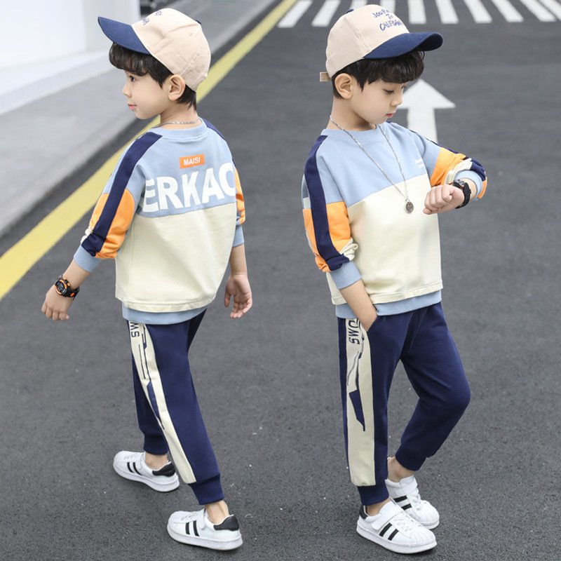 Wholesales Children's Handsome 2023 Spring and Autumn Medium and Children Sweater Two-Piece Set Boys Autumn Clothing Sets