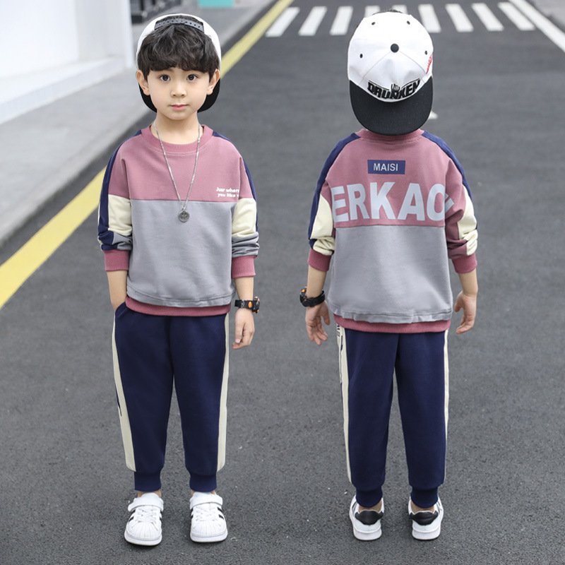 Wholesales Children's Handsome 2023 Spring and Autumn Medium and Children Sweater Two-Piece Set Boys Autumn Clothing Sets
