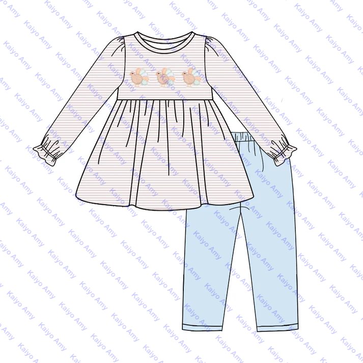 toddler baby thanksgiving clothing two piece pants set tan stripe knit long sleeve kids boys and girls fall winter outfits