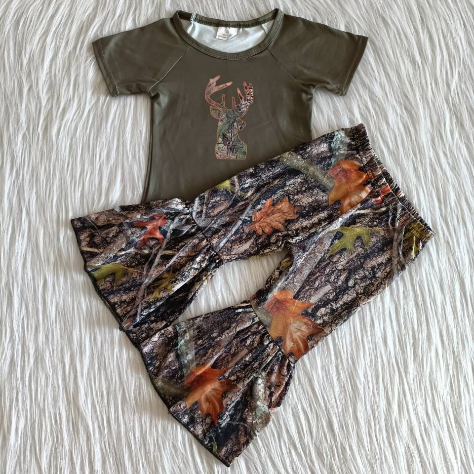 RTS baby boys clothing sets short sleeve shirt top children 2pcs camo print deer design little kids boutique outfits clothes