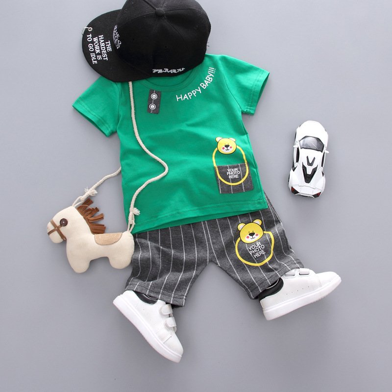 Toddlers Clothing Boys 2022 Boys Clothing Summer 2 Pics Short Sleeve O-neck Short Pants 0-4yrs Kids Clothes Boys Clothing Set