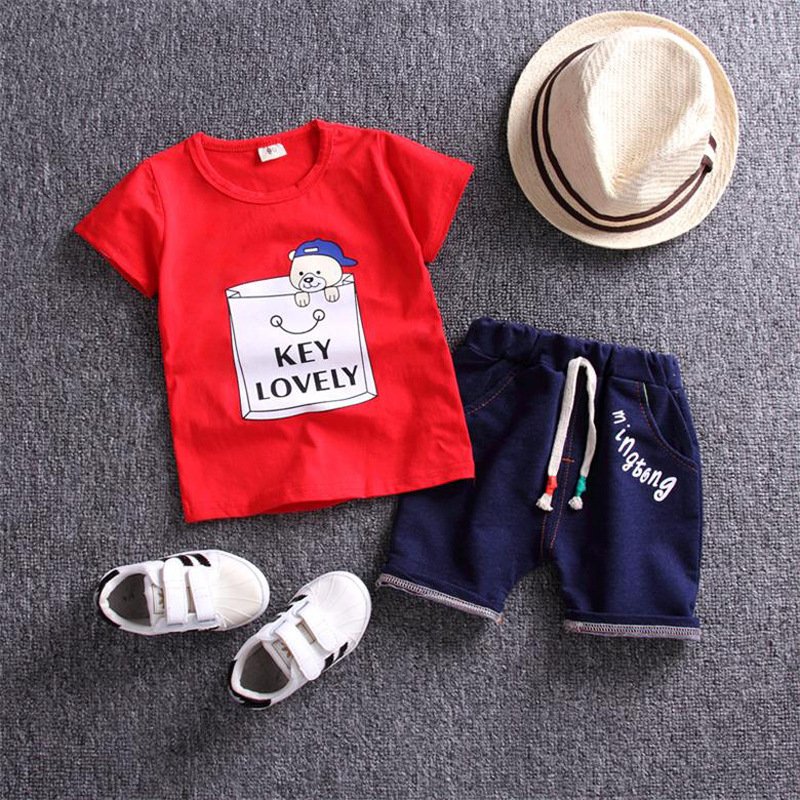 Toddlers Clothing Boys 2022 Boys Clothing Summer 2 Pics Short Sleeve O-neck Short Pants 0-4yrs Kids Clothes Boys Clothing Set