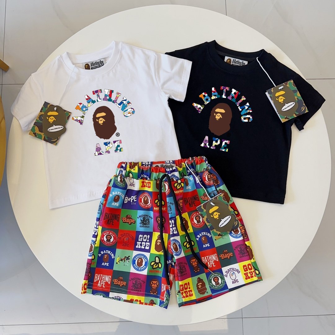 RUNTEN 2024 Children's Short Sleeve Set Baby Cotton T-shirt Summer Baby Clothing Children's Clothing