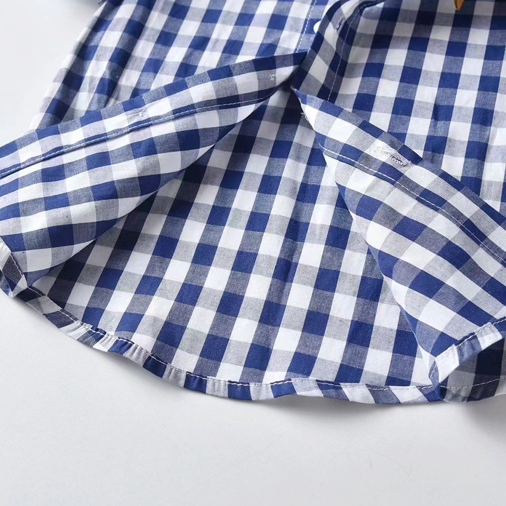 Wholesale 2-piece Boys Gentleman Set Short Sleeve Lapel Shirt with Bow Tie+Suspender Shorts Fashionable Stylish Summer Clothing