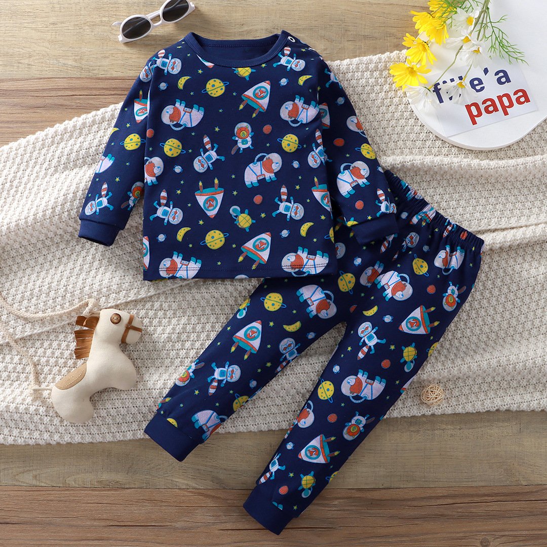 Spring and Autumn 0-5 years old children underwear cotton autumn clothes boys and girls baby pajamas home clothing wholesale