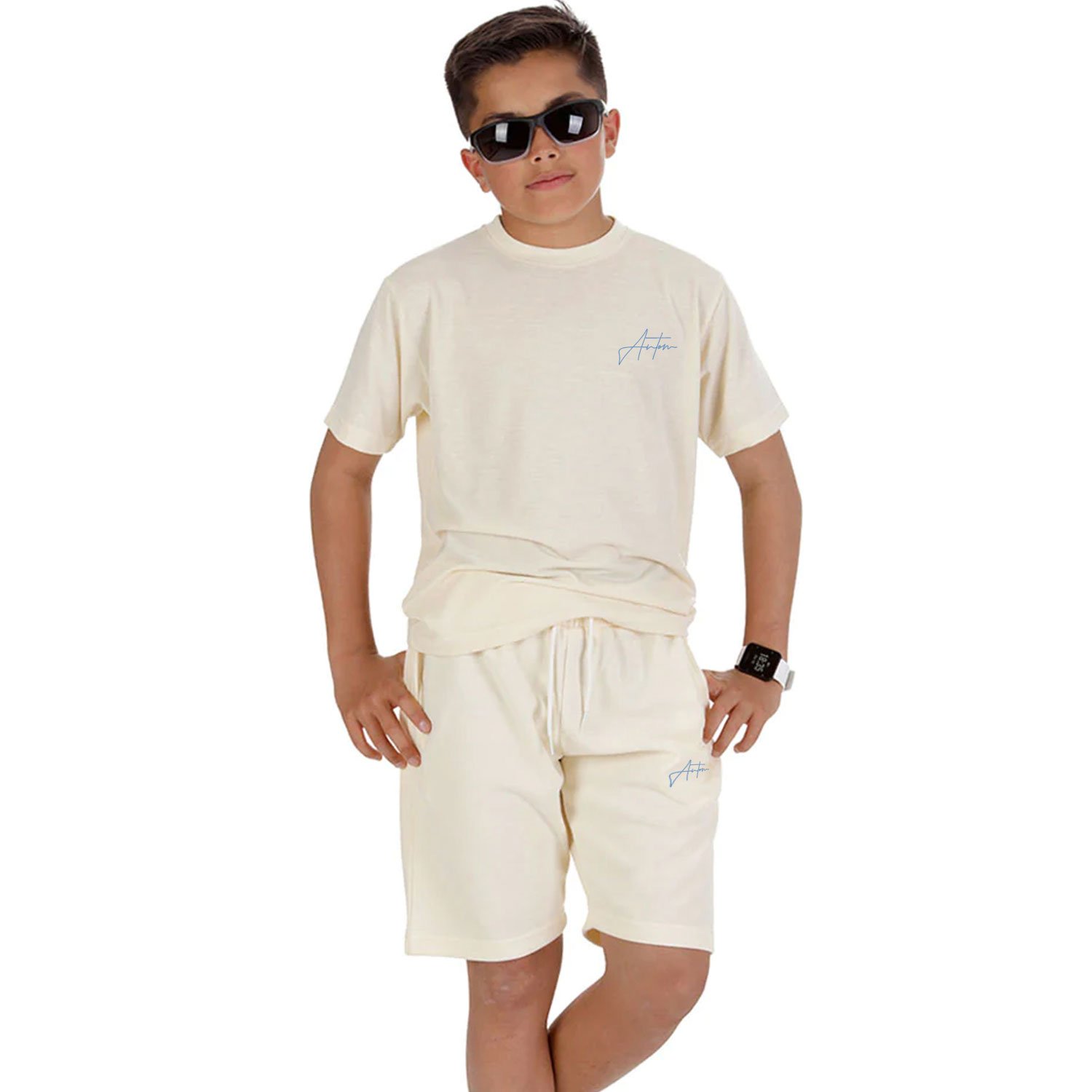 Summer wholesale children kids clothes short sleeve baby t shirts boys clothing set spring cotton quantity custom suits