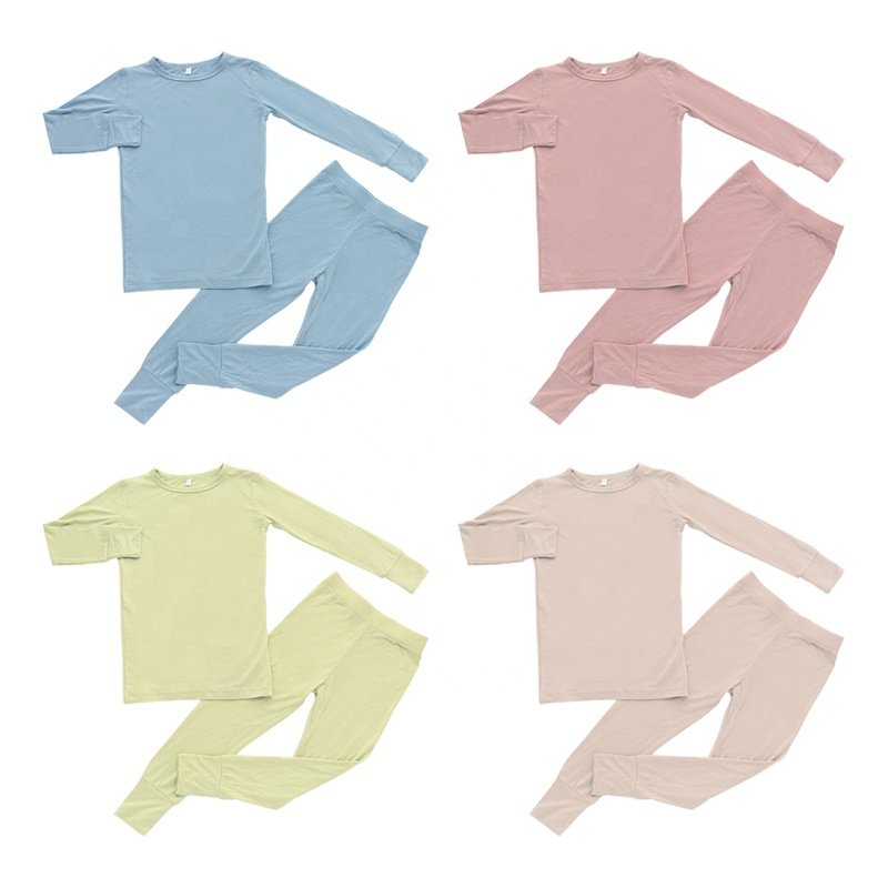 Wholesale Newborn Bamboo Cotton Pajama Set Soft Long Sleeve O-Neck Outfits for Boys and Girls 2 Piece Baby Clothing