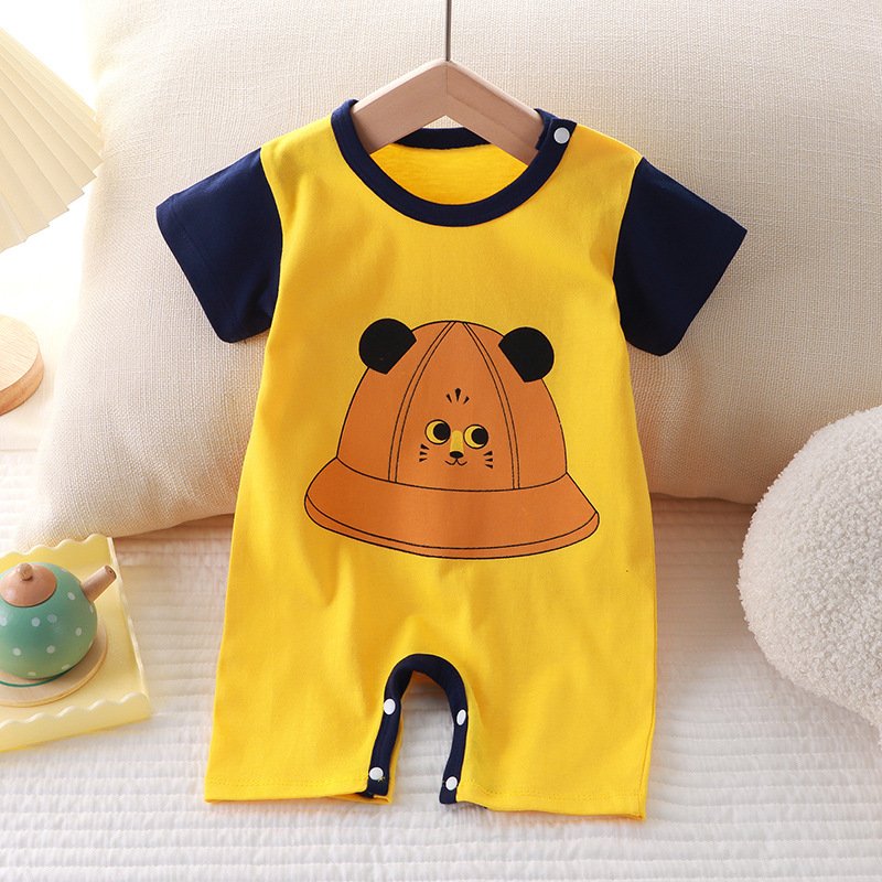 New summer clothing new baby cotton short sleeve thin open crawl suit baby onesie clothes