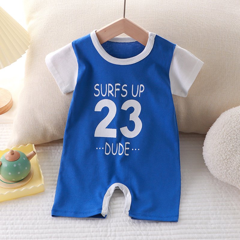 New summer clothing new baby cotton short sleeve thin open crawl suit baby onesie clothes