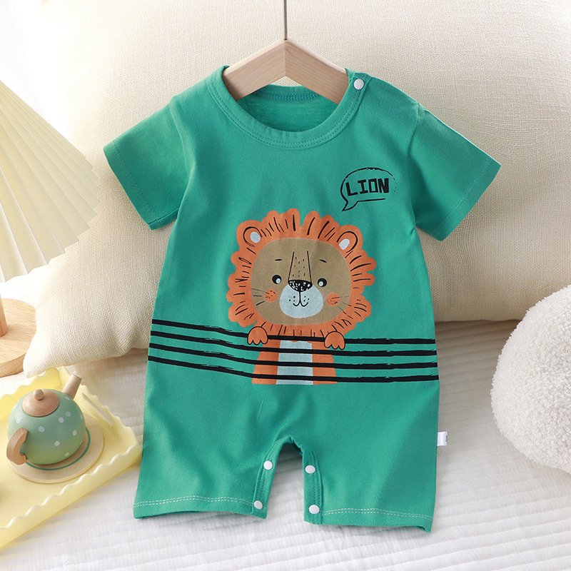 New summer clothing new baby cotton short sleeve thin open crawl suit baby onesie clothes