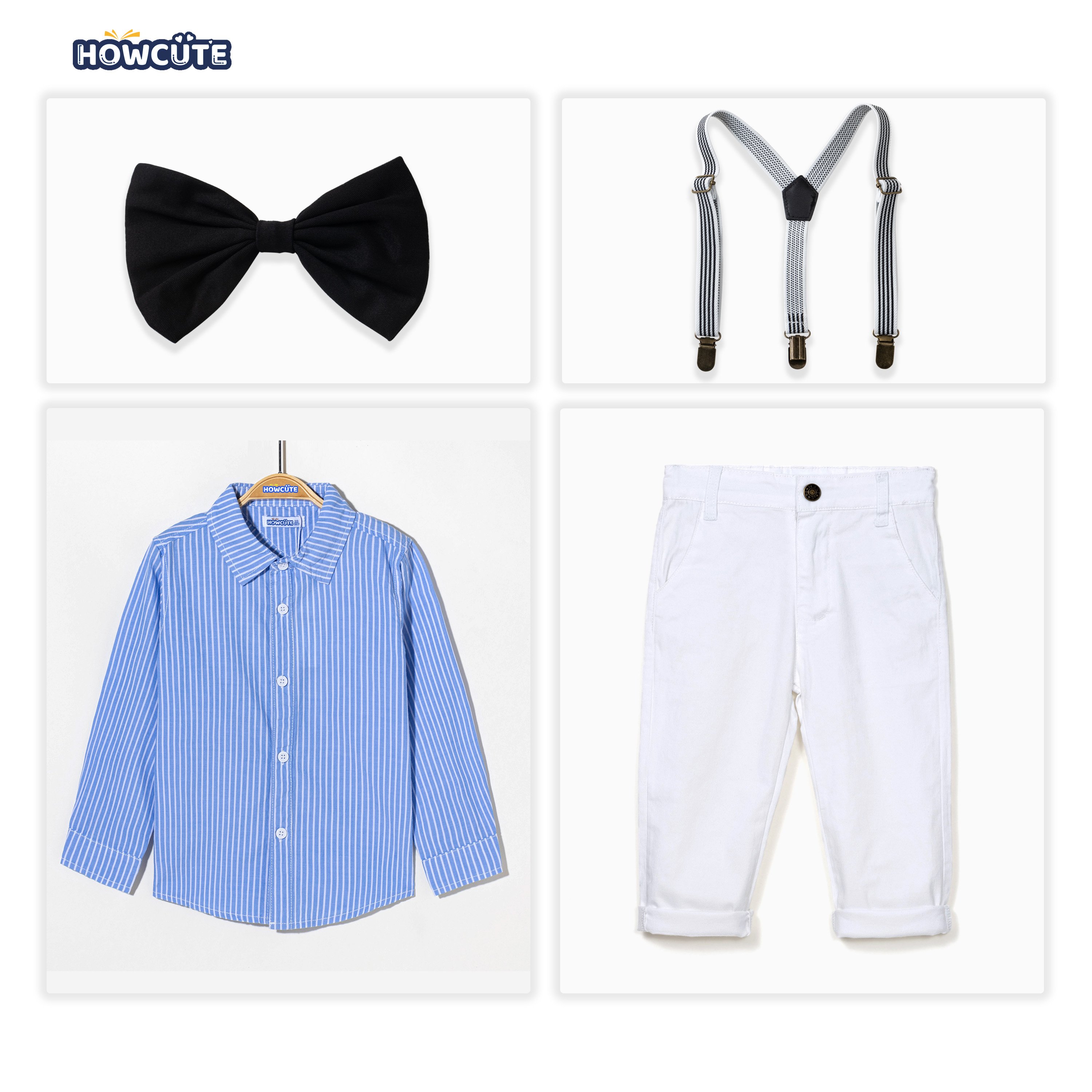 Gentleman Boys' Clothing Sets stripe Shirt wedding party boutique boys clothing set