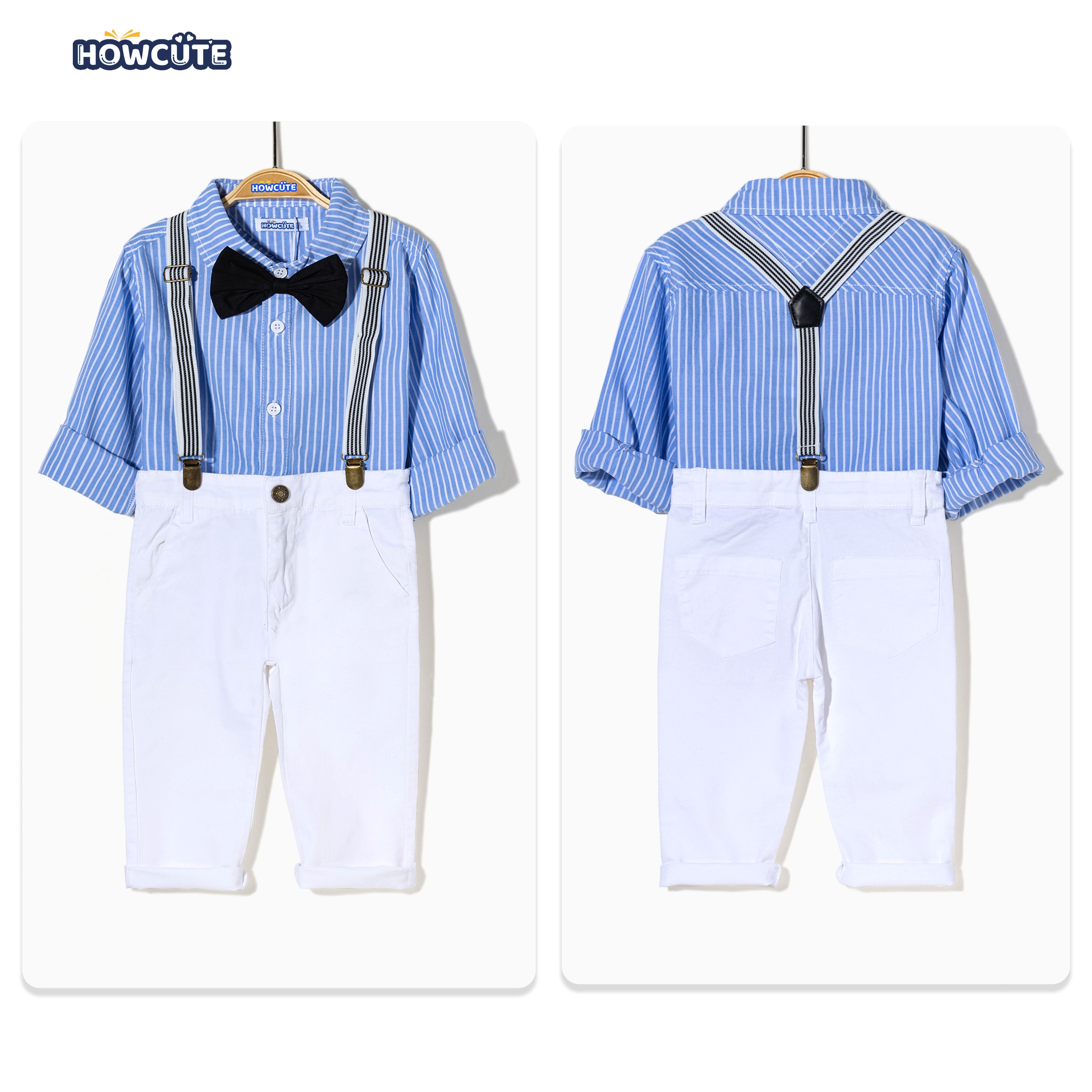 Gentleman Boys' Clothing Sets stripe Shirt wedding party boutique boys clothing set