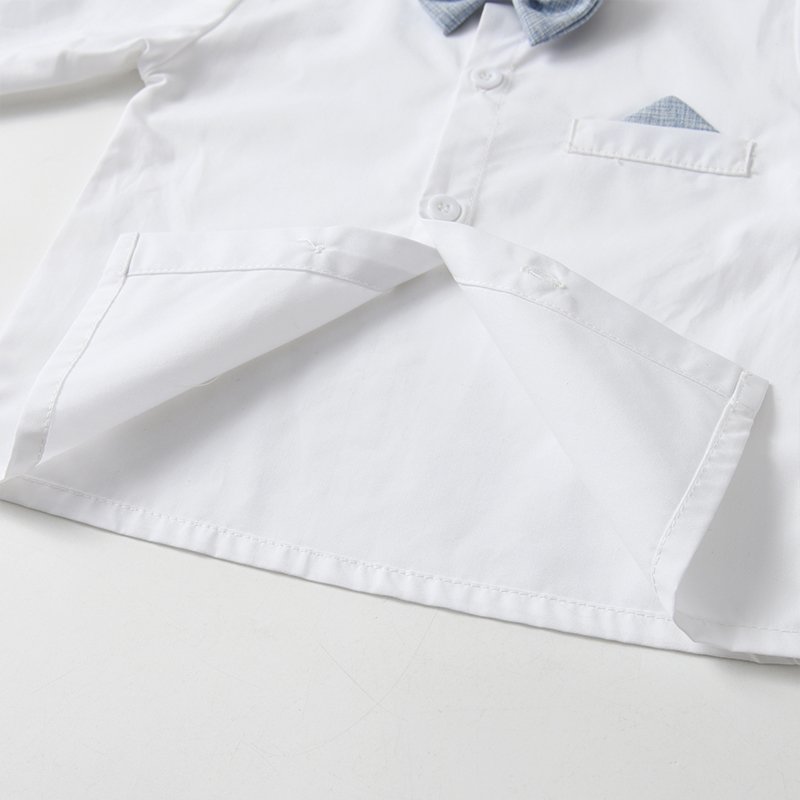 New Baby Boy Clothing Sets Light Blue Gentleman Outfits Bowtie Shirt Suspenders Pants Suits Boy Clothes For 1-6Years