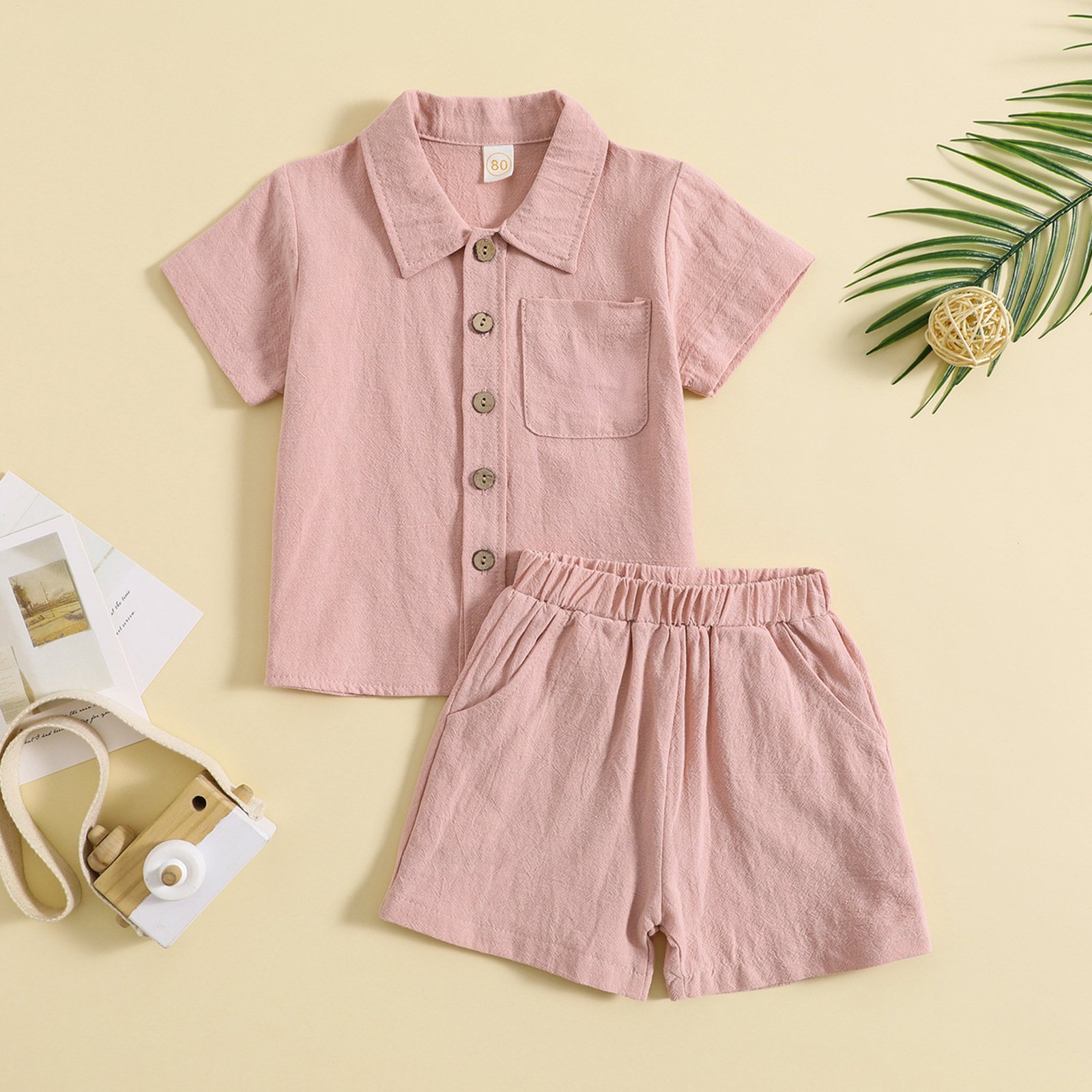 Outdoor Summer Toddler 1-5 Years Baby Child Shorts Shirt Jogger Designer Pajamas Comfort Cotton Linen 2 pieces Boy Clothing Set