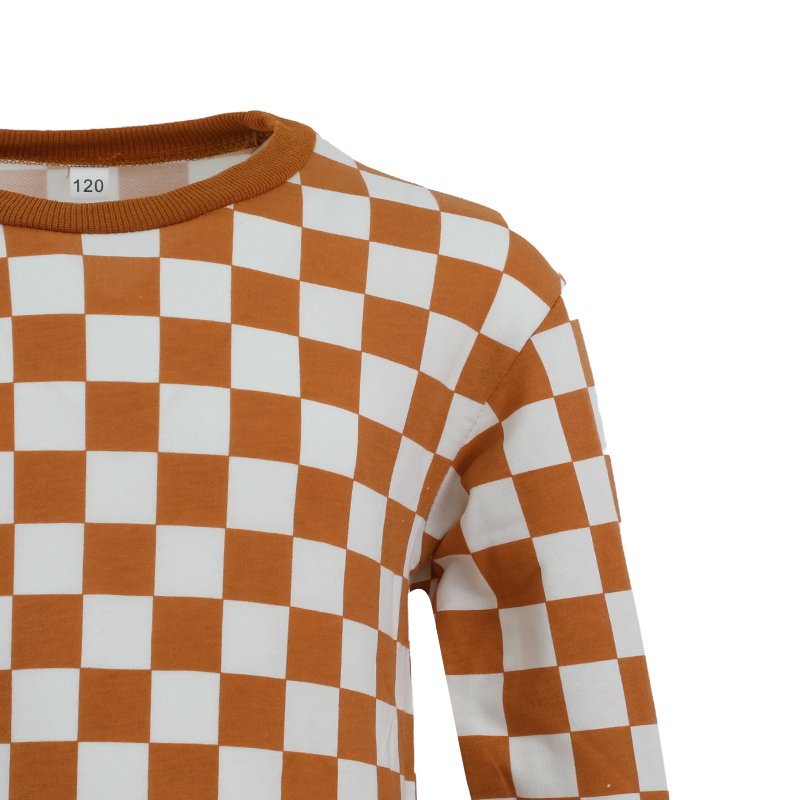OEM Customizable Wholesale Boys Girls Checkered Baby Clothing Set Long Sleeve Retro Outfit Clothes