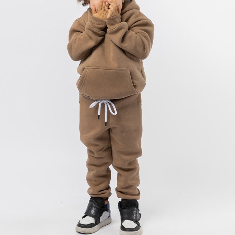 Organic bamboo children hoodie set Kids jogger sets customize toddler clothes sets eco friendly boy kids embroidered tracksuit