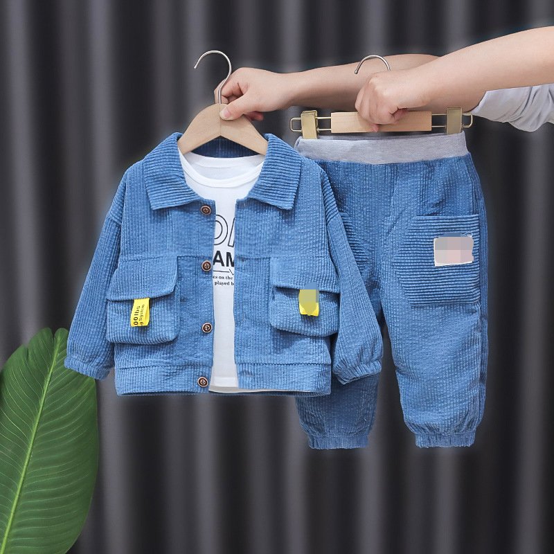 Wholesalers Kids Clothes Sets Boys Clothing Children Three-Piece Set Sweat Suits Winter Kids Cardigan Boys Clothing Sets