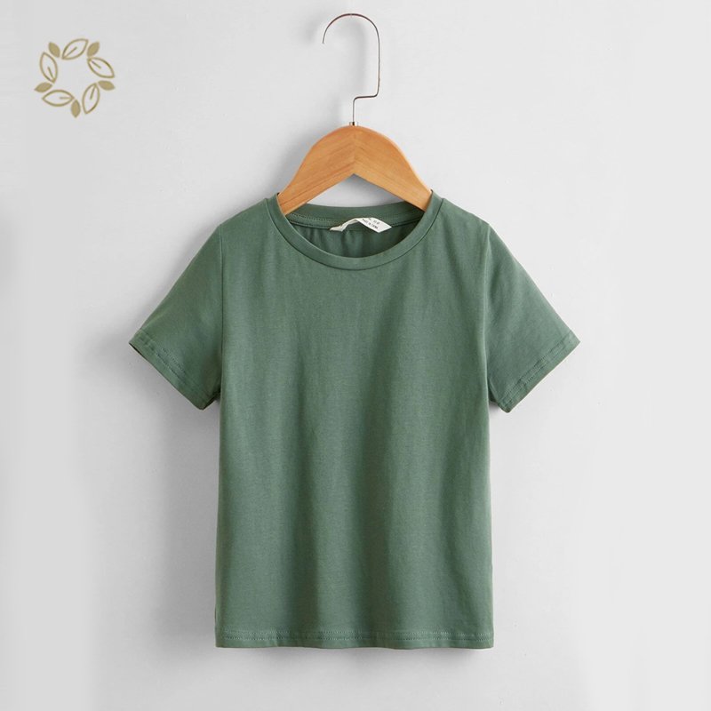Eco-friendly kids boys clothing sets Boys Drop Shoulder Solid Top & Track Shorts Set Organic cotton Boys t shirt and shorts