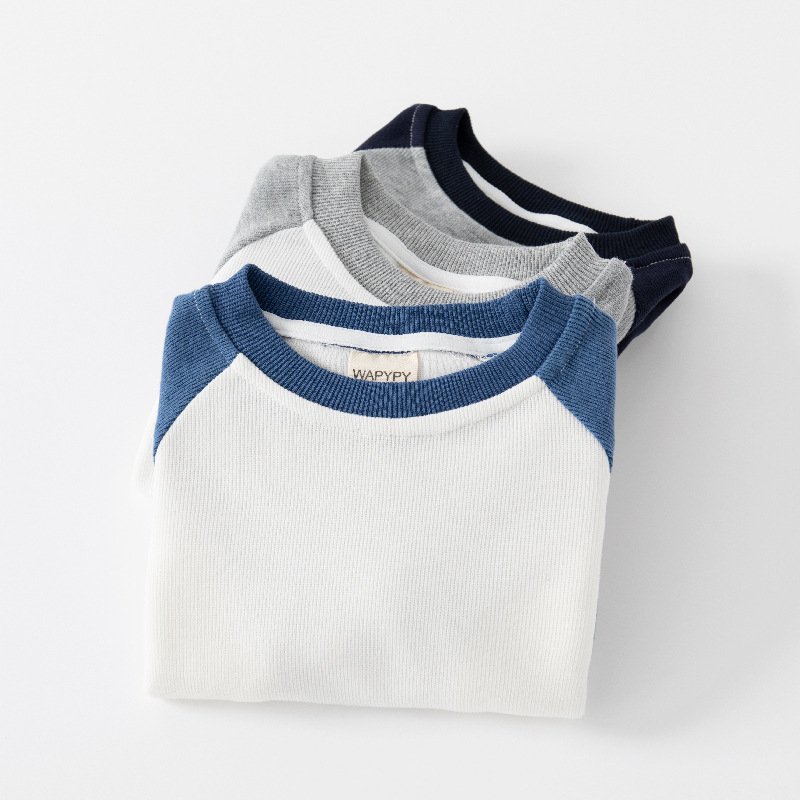 Children's set 2023 autumn new boy sleeved striped hoodie baby two sets spring and autumn clothing