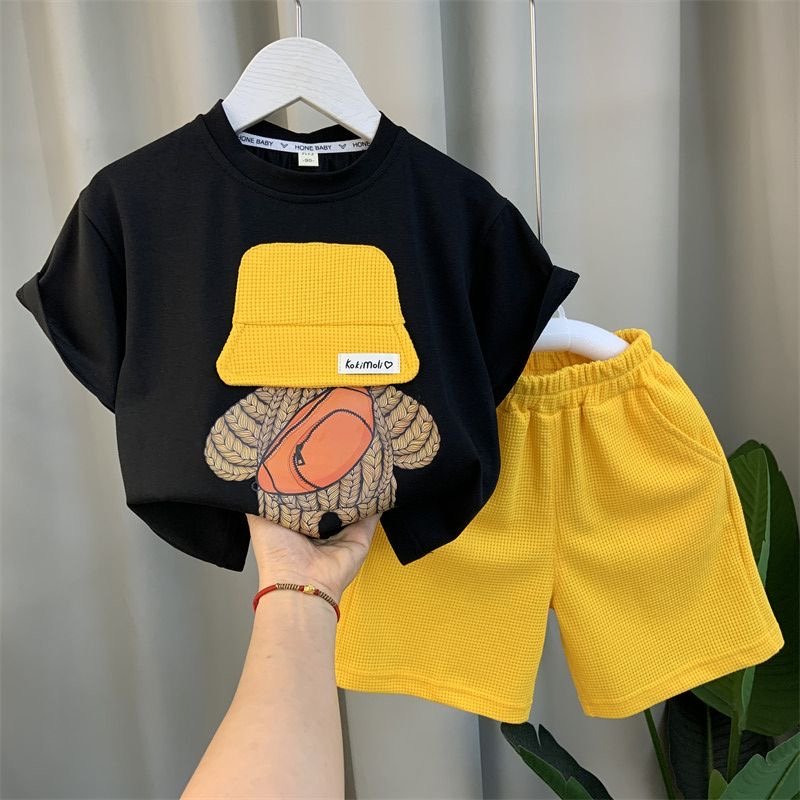 2024 Summer Wholesale Children Outfits 2pcs T-shirt and Shorts Casual Clothes Sets for Teenagers Boys