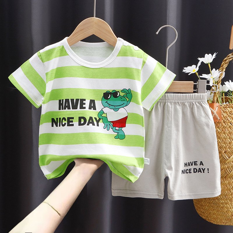 New Wholesale Price Summer Kids Baby Short Sleeves Pants Suits Boys Clothes Sets Girls Clothing Set