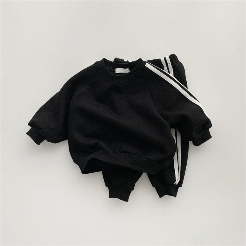 new baby clothing for fall 2024 sports long sleeve pullover striped cotton boys clothing sets 1-2 years