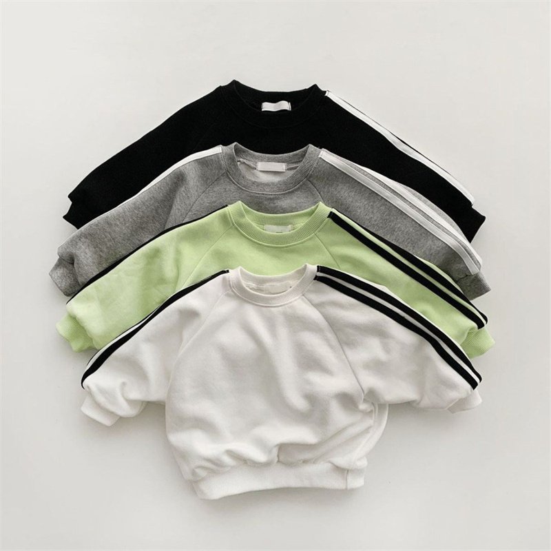 new baby clothing for fall 2024 sports long sleeve pullover striped cotton boys clothing sets 1-2 years