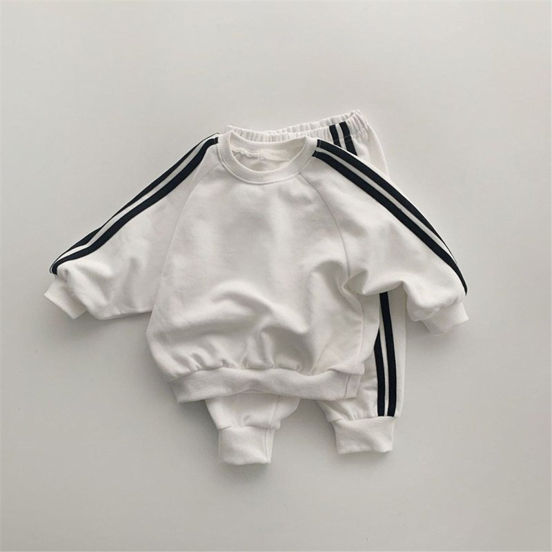new baby clothing for fall 2024 sports long sleeve pullover striped cotton boys clothing sets 1-2 years